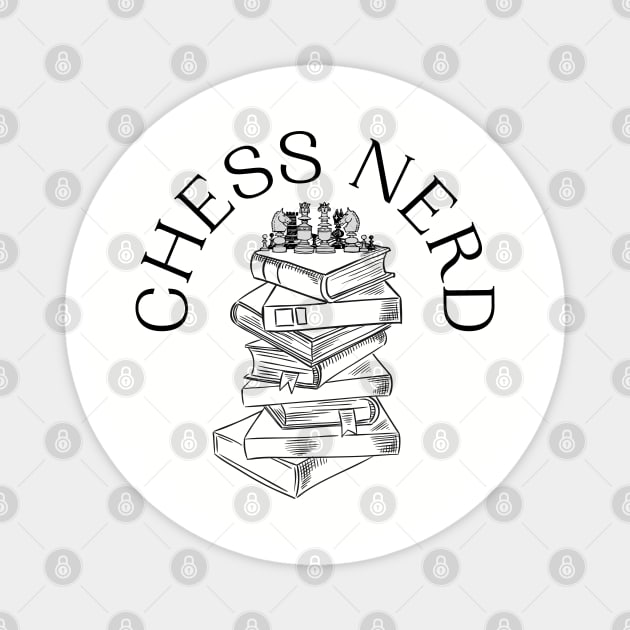 Chess nerd design book pile Magnet by Chessfluencer